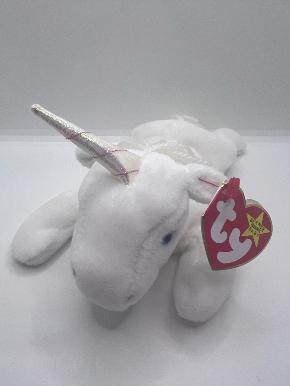 TY Beanie Baby - MYSTIC the Unicorn - Iridescent Horn & Yarn Mane 8 inch